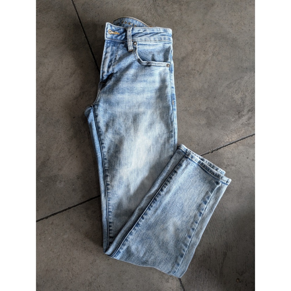 American‎ Eagle Outfitters Women Light Wash Acid Wash Denim Jeans Size 28x30
